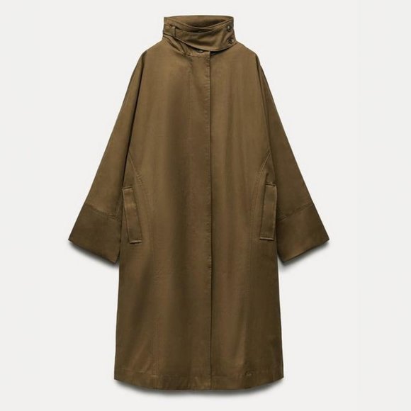 Zara Olive Trench Coat - Picture 2 of 6